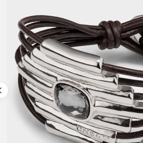 NWT Uno de 50 Attached Silver Plated Gray Crystal Multi Leather Bracelet SZ S - Picture 14 of 15